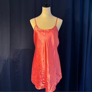 Plain coral slip dress mini dress midi dress lingerie